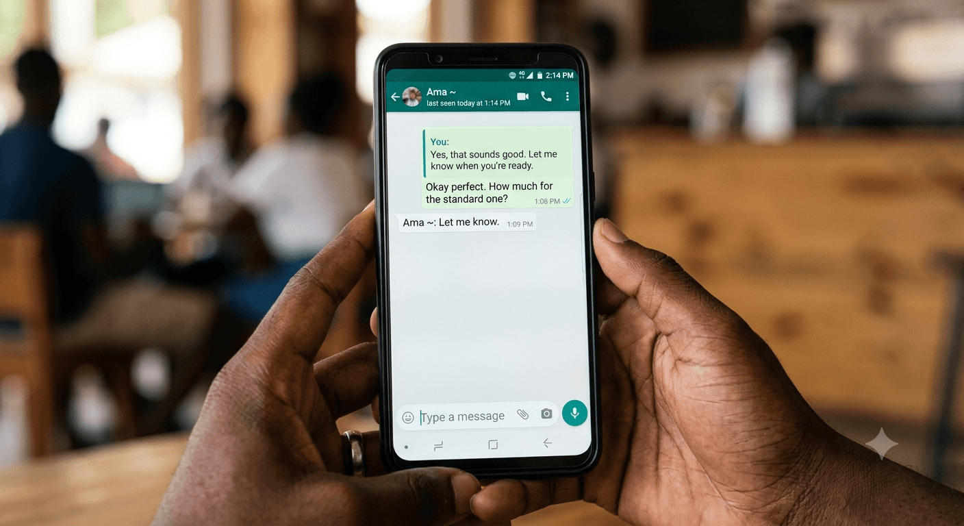 A customer checking out from a GeniYanga storefront on their phone.